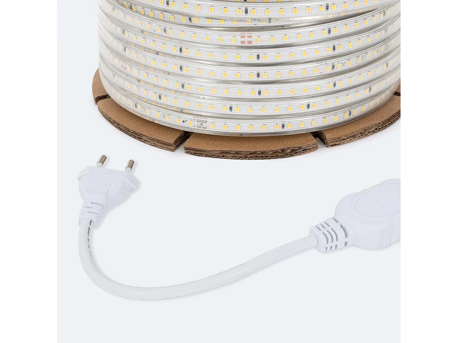 Ruban LED Dimmable 220V SMD 120 LED/m BOBINE 50m 7.5W/m 750lm/m Largeur 12mm Coupe 20/100cm IP65 4000K Blanc neutre