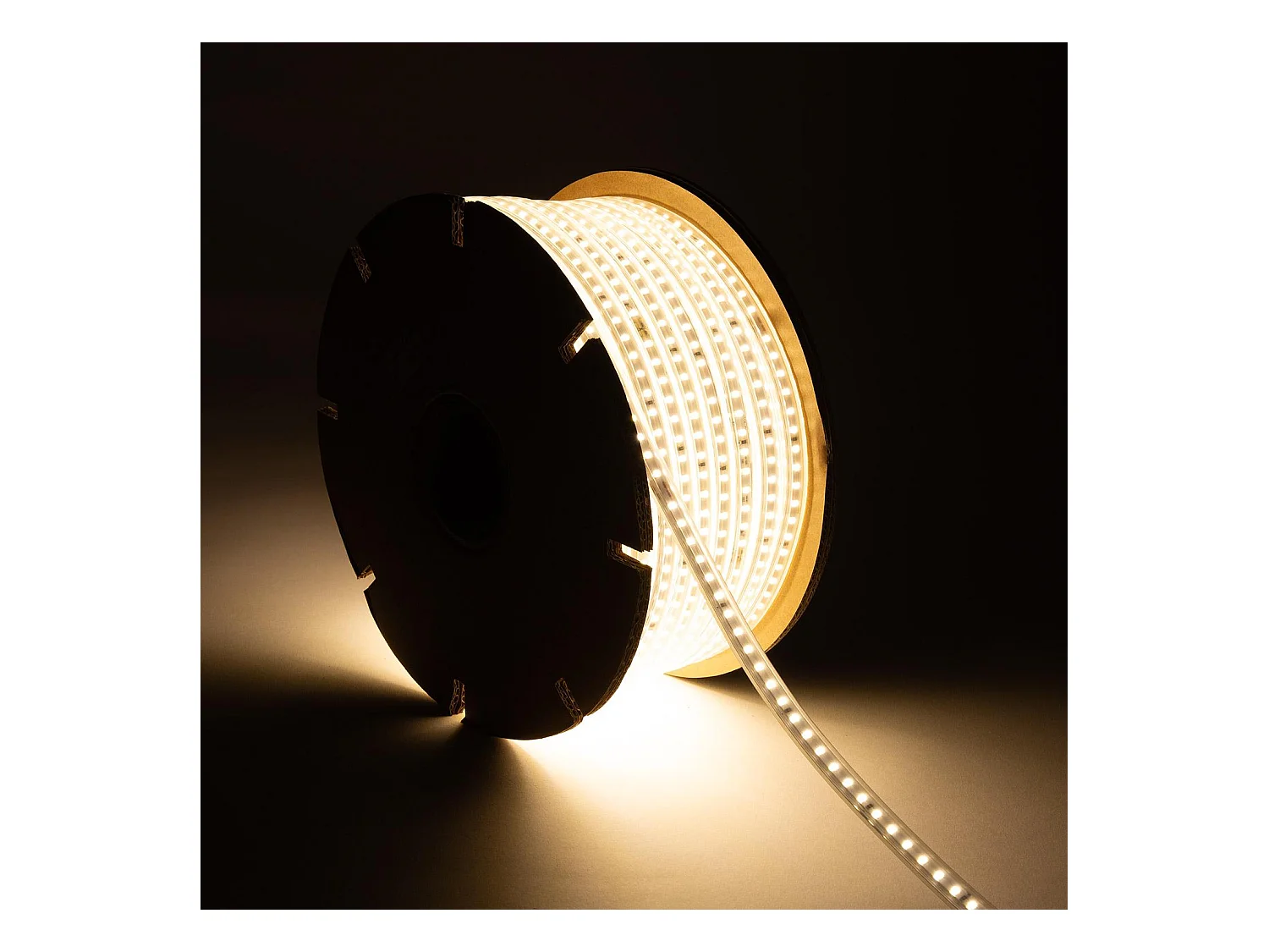 Ruban LED Dimmable 220V SMD 120 LED/m BOBINE 50m 7.5W/m 750lm/m Largeur 12mm Coupe 20/100cm IP65 4000K Blanc neutre