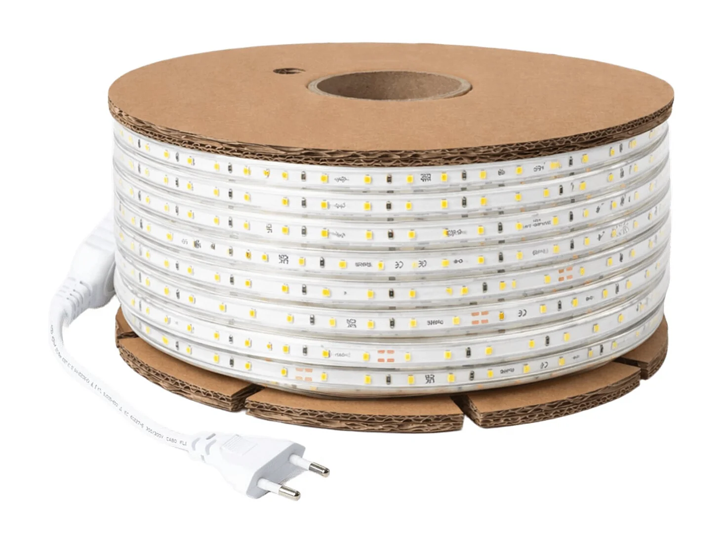 Ruban LED Dimmable 220V SMD 120 LED/m BOBINE 50m 8.5W/m 850lm/m Largeur 12mm Coupe 20cm IP65 4000K Blanc neutre