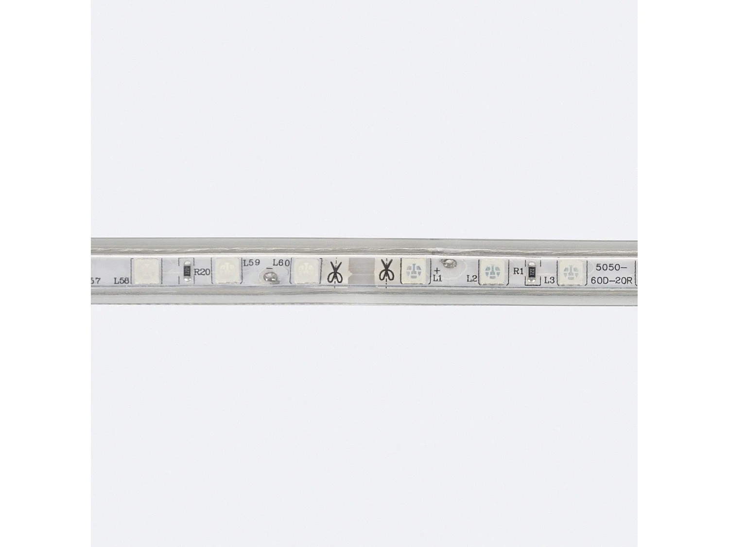 Ruban LED RGB 220V SMD 60 LED/m 10W/m Largeur 16mm Coupe 100cm IP65 avec Télécommande IR Sur mesure 5 m