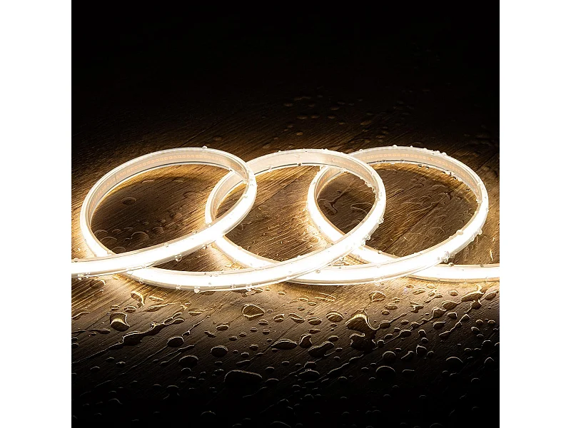 Ruban LED Dimmable 220V COB 320 LED/m Blanc Neutre 8W/m 720lm/m Largeur 12mm Coupe 50cm IP65 CRI90 Sur mesure 25 m