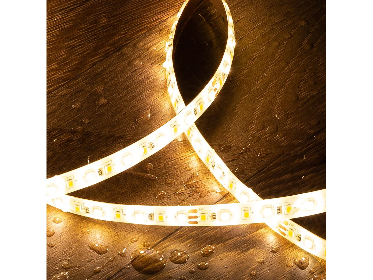 Bobina 5m Striscia LED 24V SMD CCT 120 LED/m 10W/m 800lm/m Larga 10mm IP65 Taglio 10cm Selezionabile (Caldo-Naturale-Freddo)