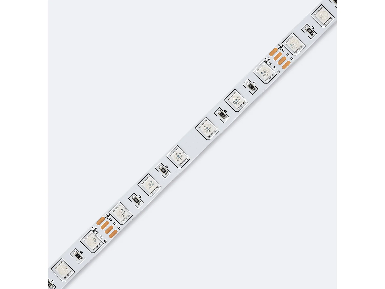 Ruban LED 24V RGB SMD 60 LED/m 5m 10W/m Largeur 10mm Coupe 10cm IP20 RGB