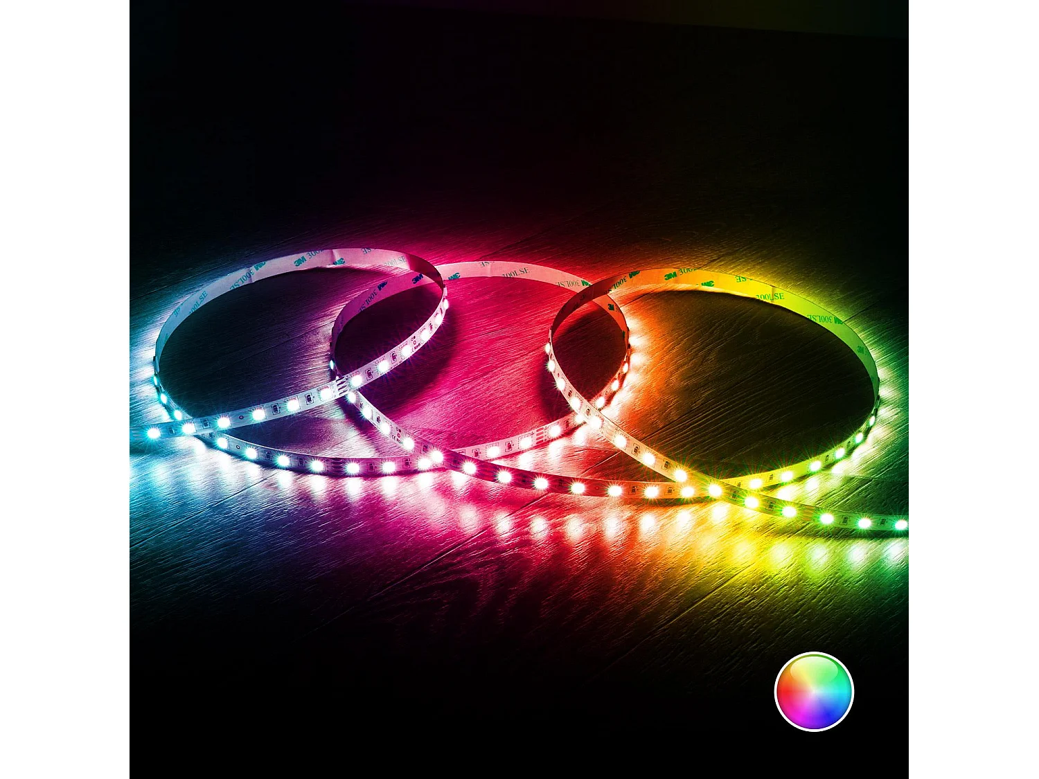 Ruban LED 24V RGB SMD 60 LED/m 5m 10W/m Largeur 10mm Coupe 10cm IP20 RGB