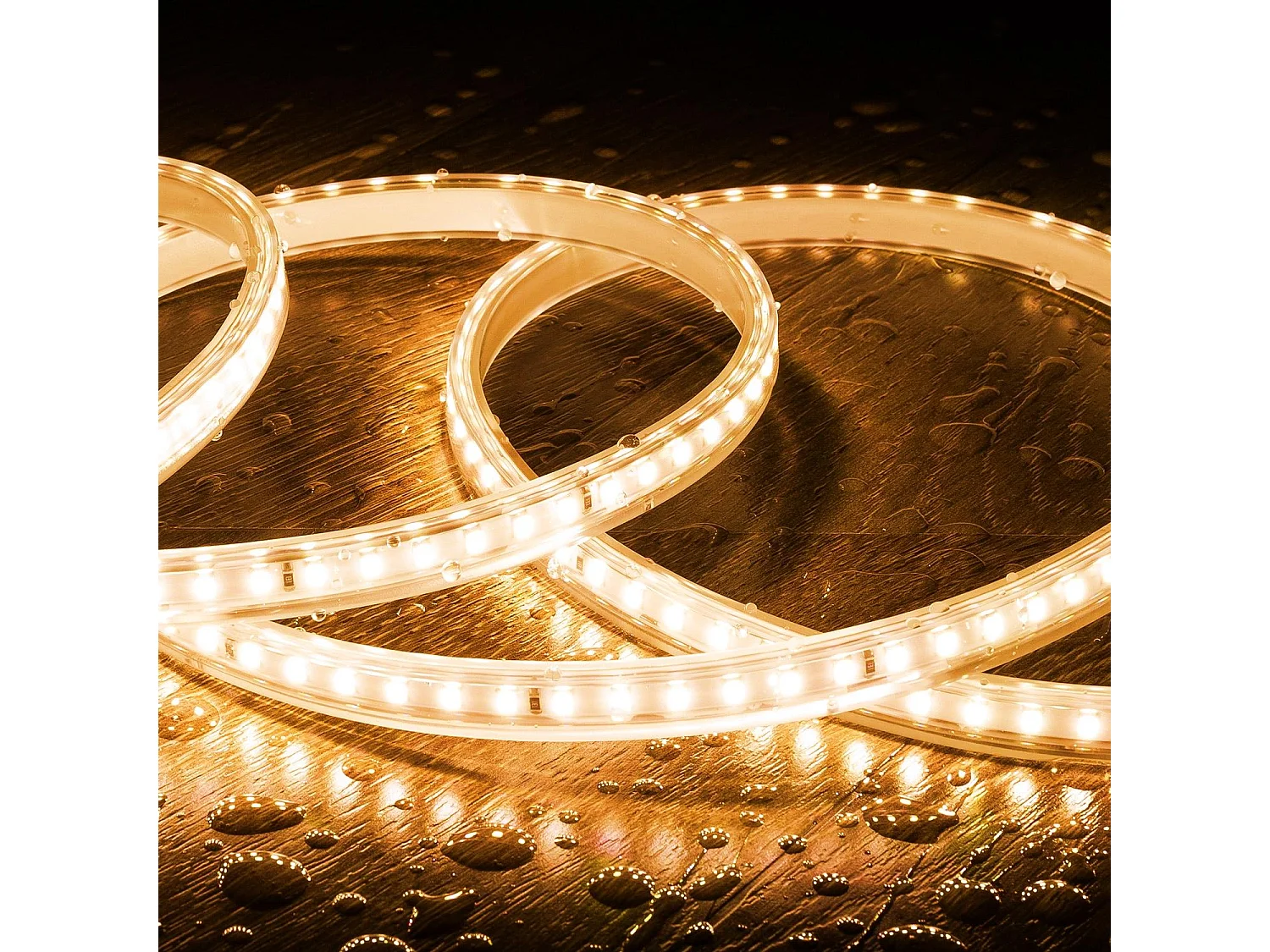 Ruban LED Dimmable 220V SMD 120 LED/m Blanc Chaud 7.5W/m 750lm/m Largeur 12mm Coupe 100cm IP65 Sur mesure 50 m