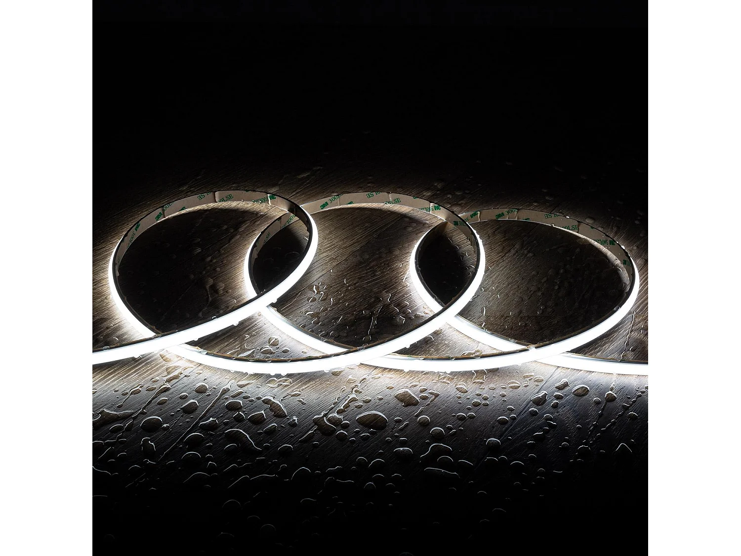 Ruban LED 24V WCOB 252 LED/m 5m 12W/m 1080lm/m Largeur 10mm FreeCut IP65 CRI90 SILICONE FLEX 6000K Blanc froid