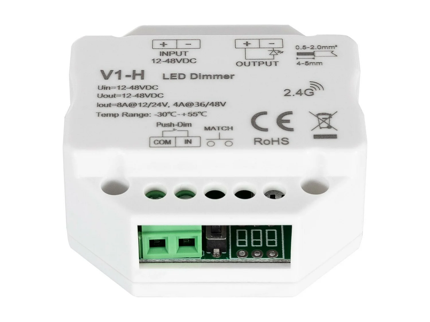 Regulador LED RF 12/48V para Tira LED Monocolor Compatible con Pulsador Blanco