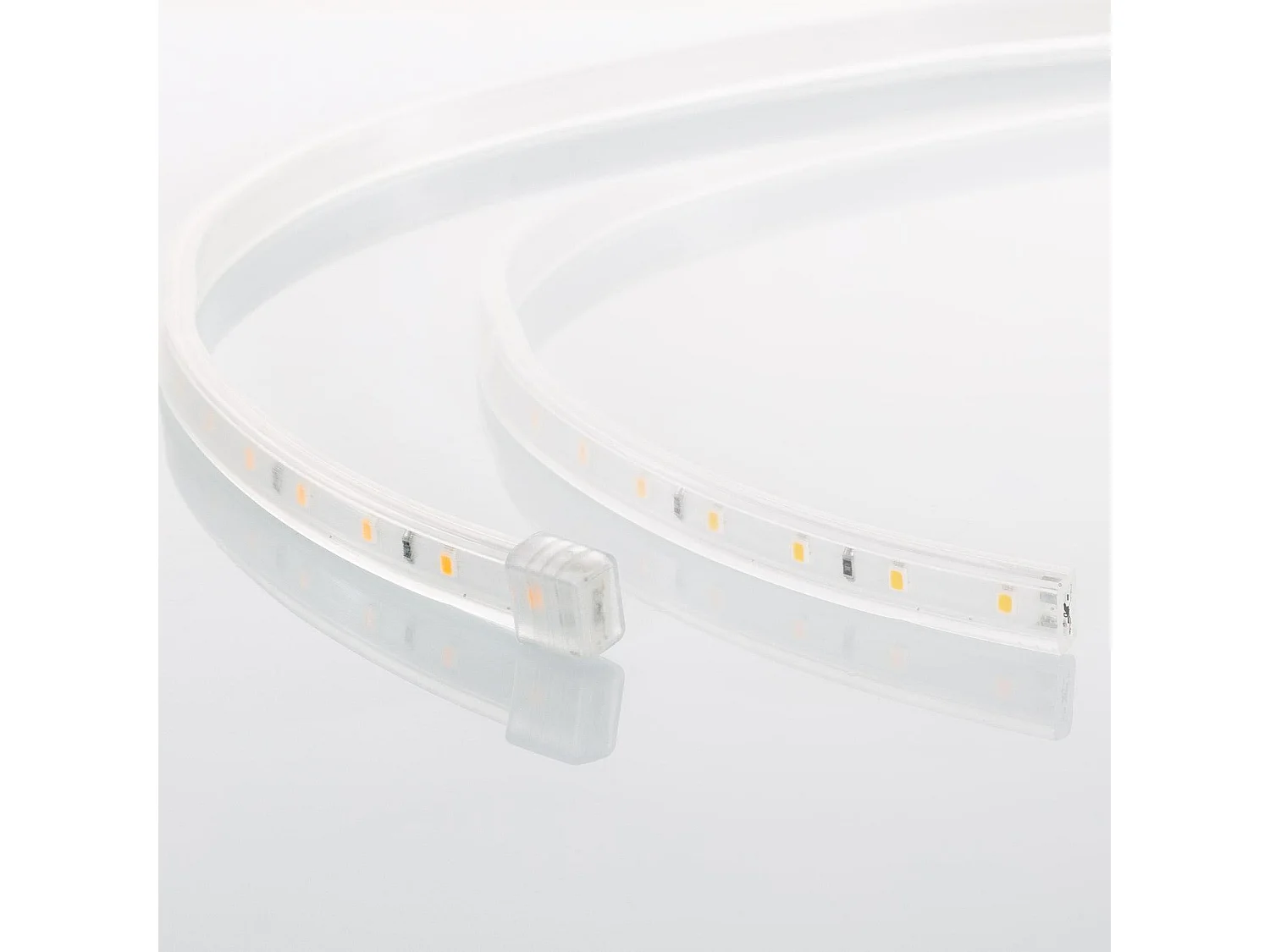 Ruban LED Dimmable 220V SMD 60 LED/m Chaud 6W/m 600lm/m Largeur 12mm Coupe 20cm IP65 Sur mesure 15 m