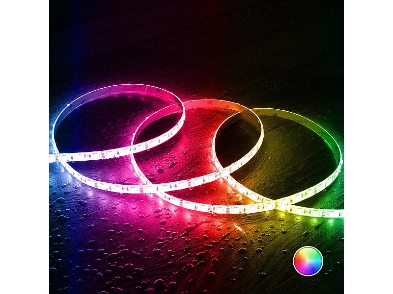 Tira LED 12V RGB SMD 60 LED/m 5m 9W/m Ancho 10mm Corte 5cm IP65 RGB