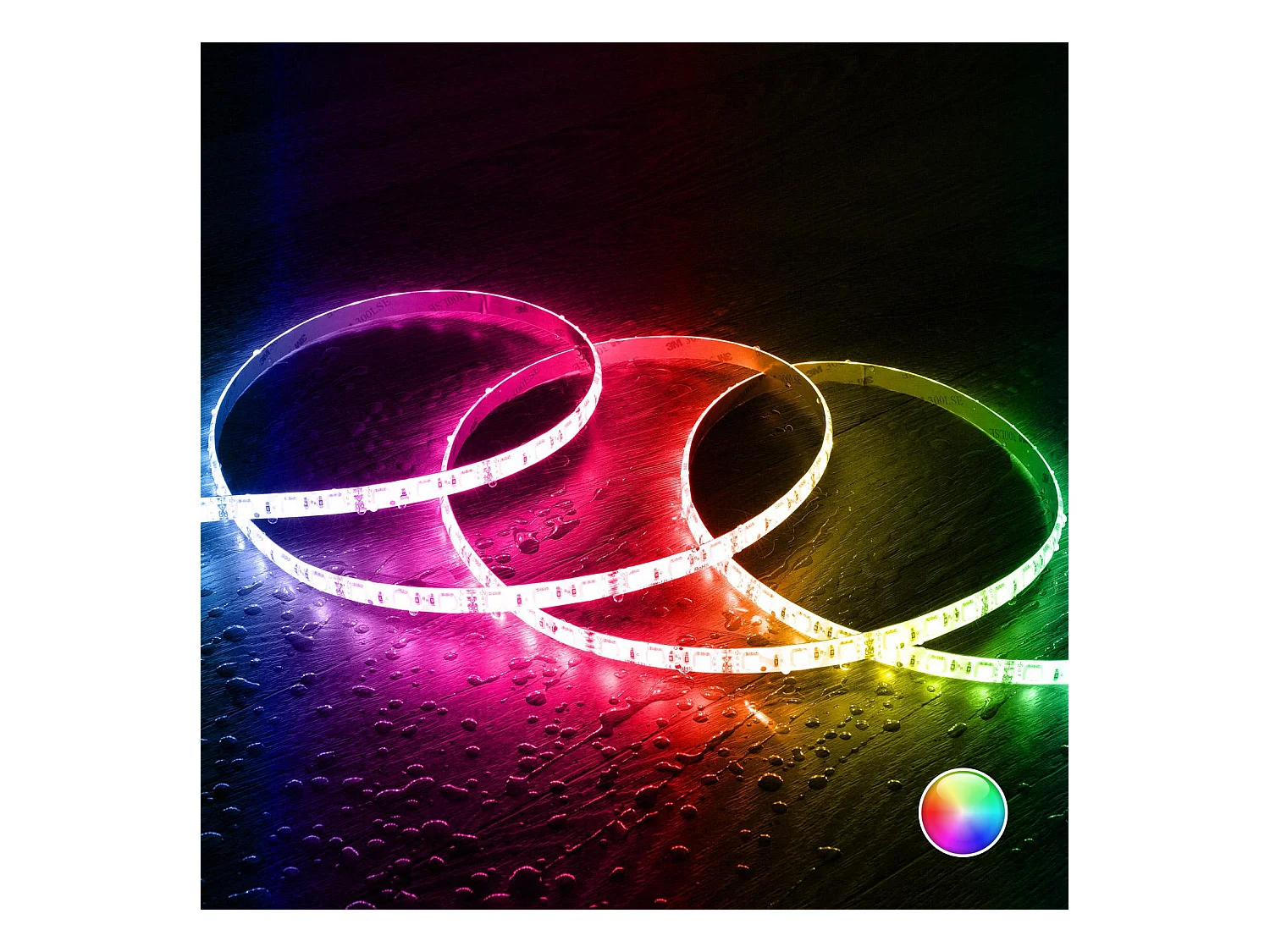 Ruban LED 12V RGB SMD 60 LED/m 5m 9W/m Largeur 10mm Coupe 5cm IP65 RGB