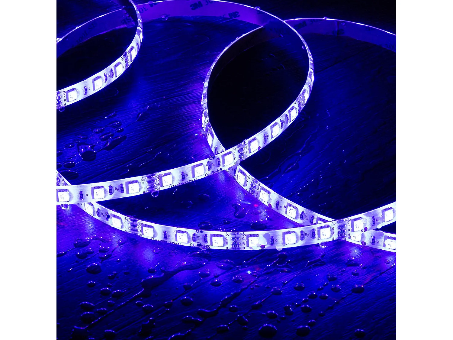 Ruban LED 12V RGB SMD 60 LED/m 5m 9W/m Largeur 10mm Coupe 5cm IP65 RGB