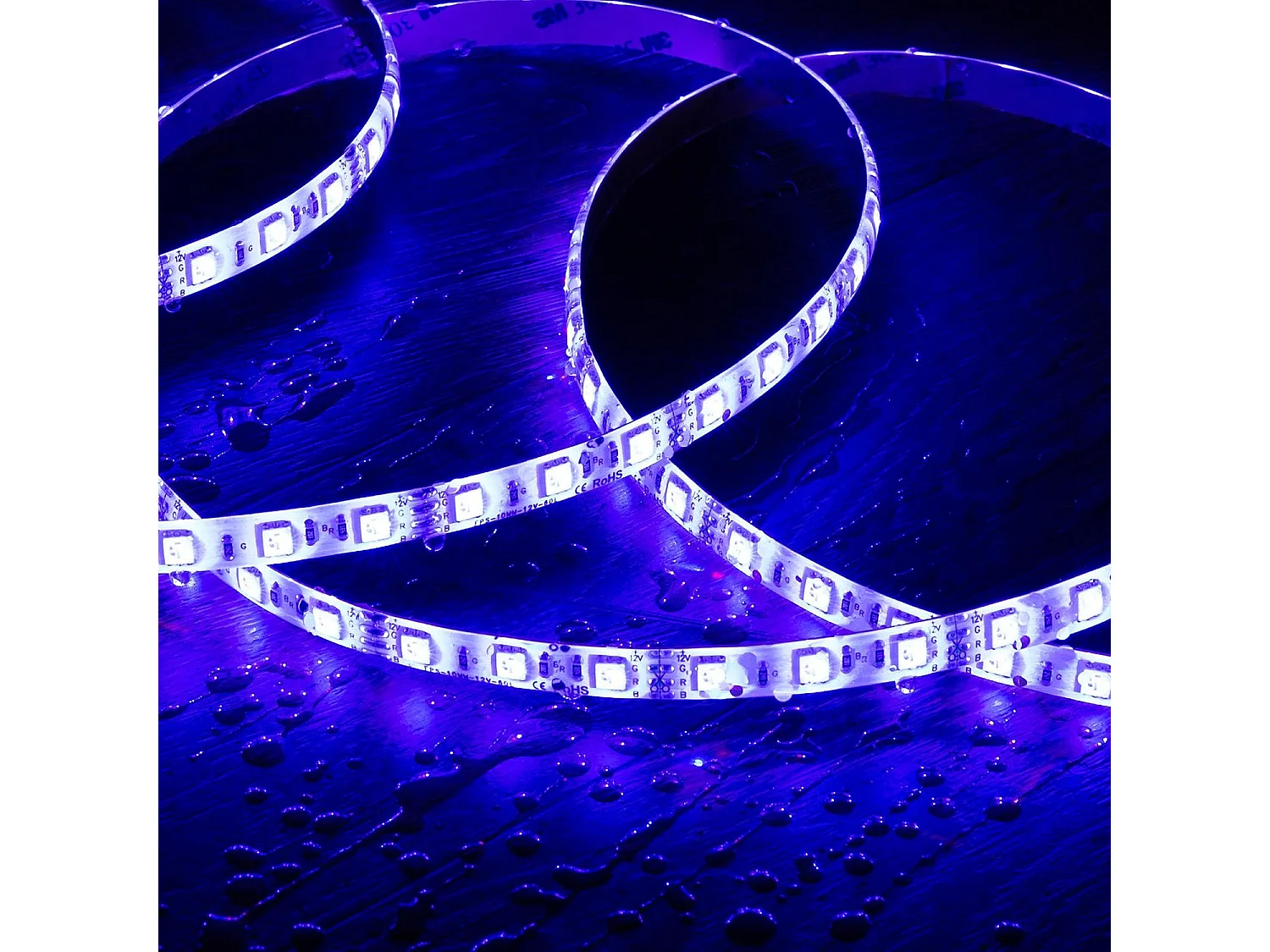 Ruban LED 12V RGB SMD 60 LED/m 5m 9W/m Largeur 10mm Coupe 5cm IP65 RGB