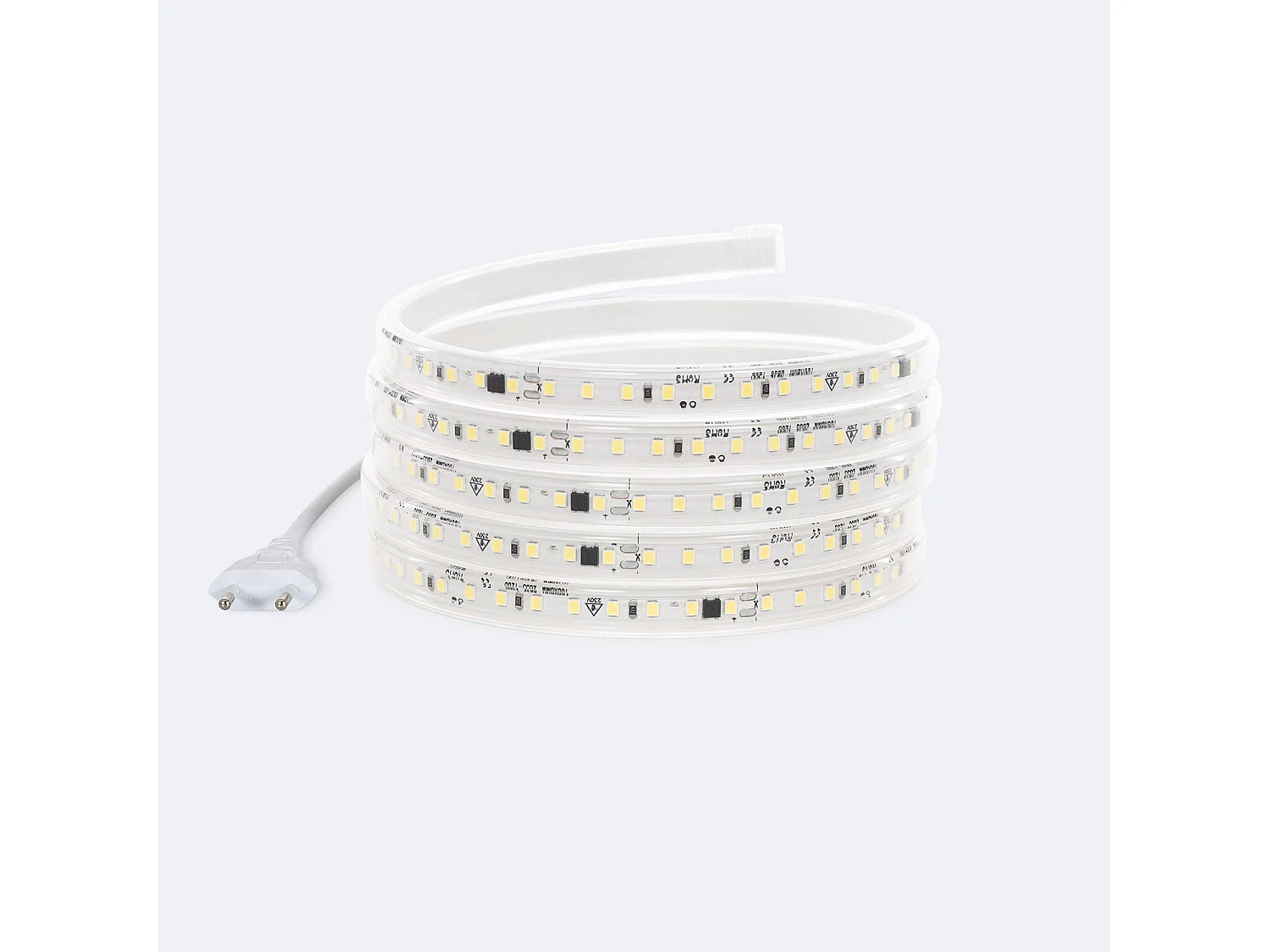 Striscia LED Regolabile 220V SMD2835 Senza Raddrizzatore 120LED/m 1000 lm/m IP65 Larghezza 12mm Taglio 10 cm su Misura Bianco Caldo 40 m 2200K