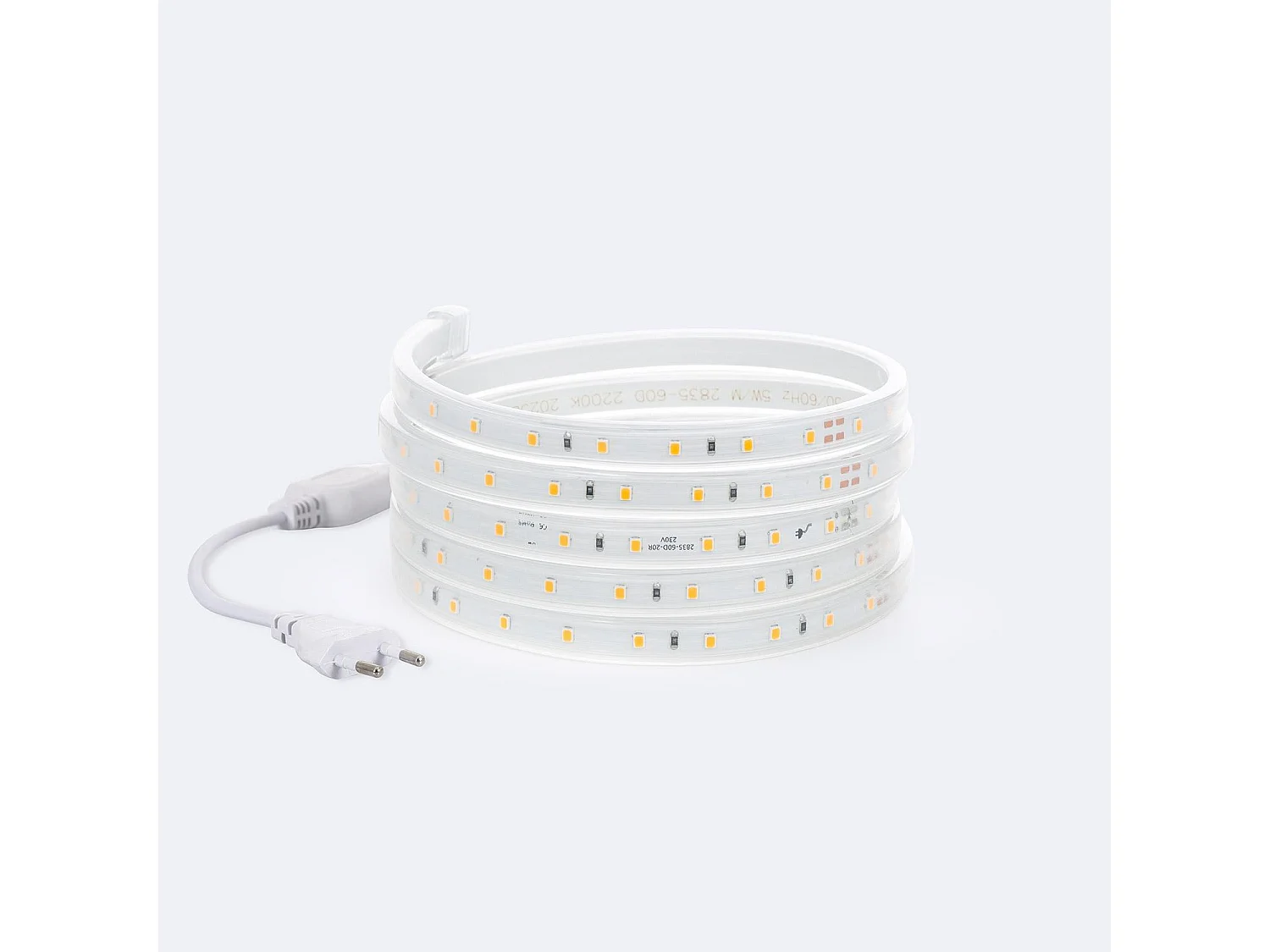 Ruban LED 220V SMD2835 60LED/m Blanc Super Chaud IP65 Largeur 12mm Coupe tous les 100cm 40 m