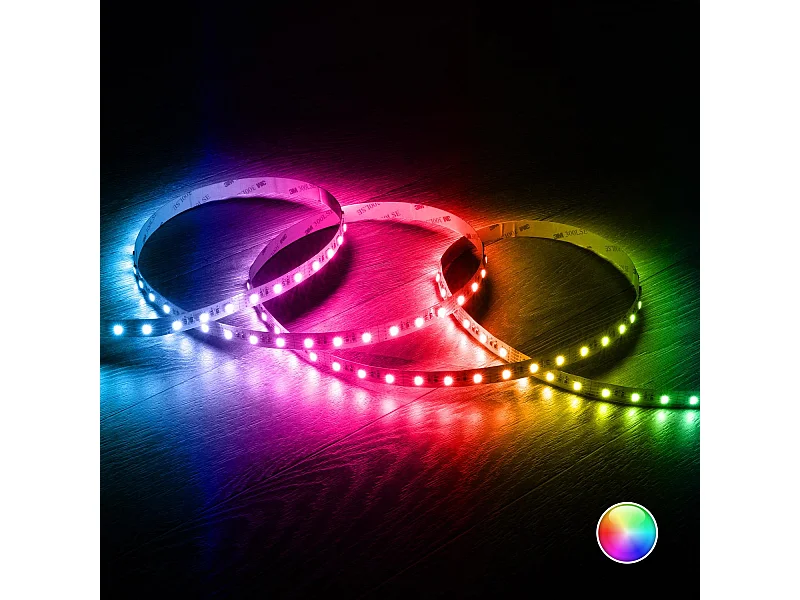 Ruban LED 12V RGBW SMD 60 LED/m 5m 10W/m Largeur 12mm Coupe 5cm IP20 RGBW