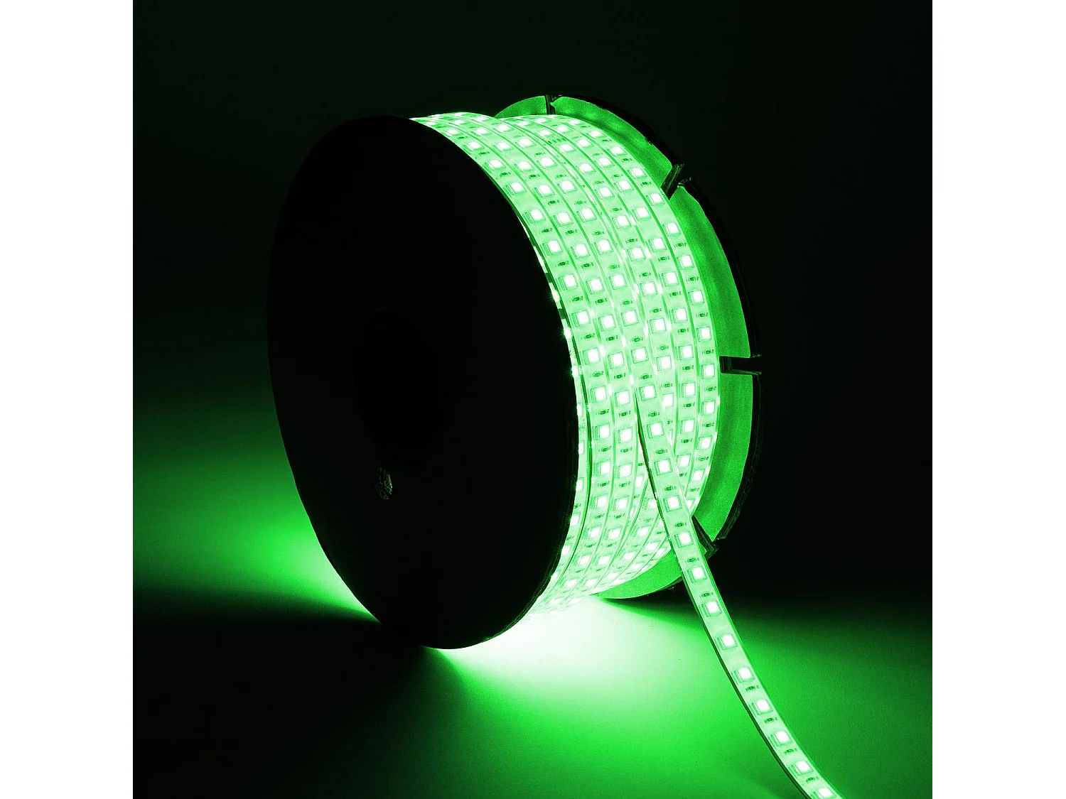 Tira LED RGB 220V SMD 60 LED/m BOBINA 50m 15W/m SILICONE FLEX Ancho 12mm Corte 100cm IP67 Sin Mando