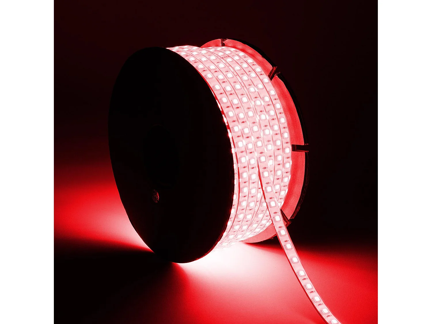 Tira LED RGB 220V SMD 60 LED/m BOBINA 50m 15W/m SILICONE FLEX Ancho 12mm Corte 100cm IP67 Sin Mando