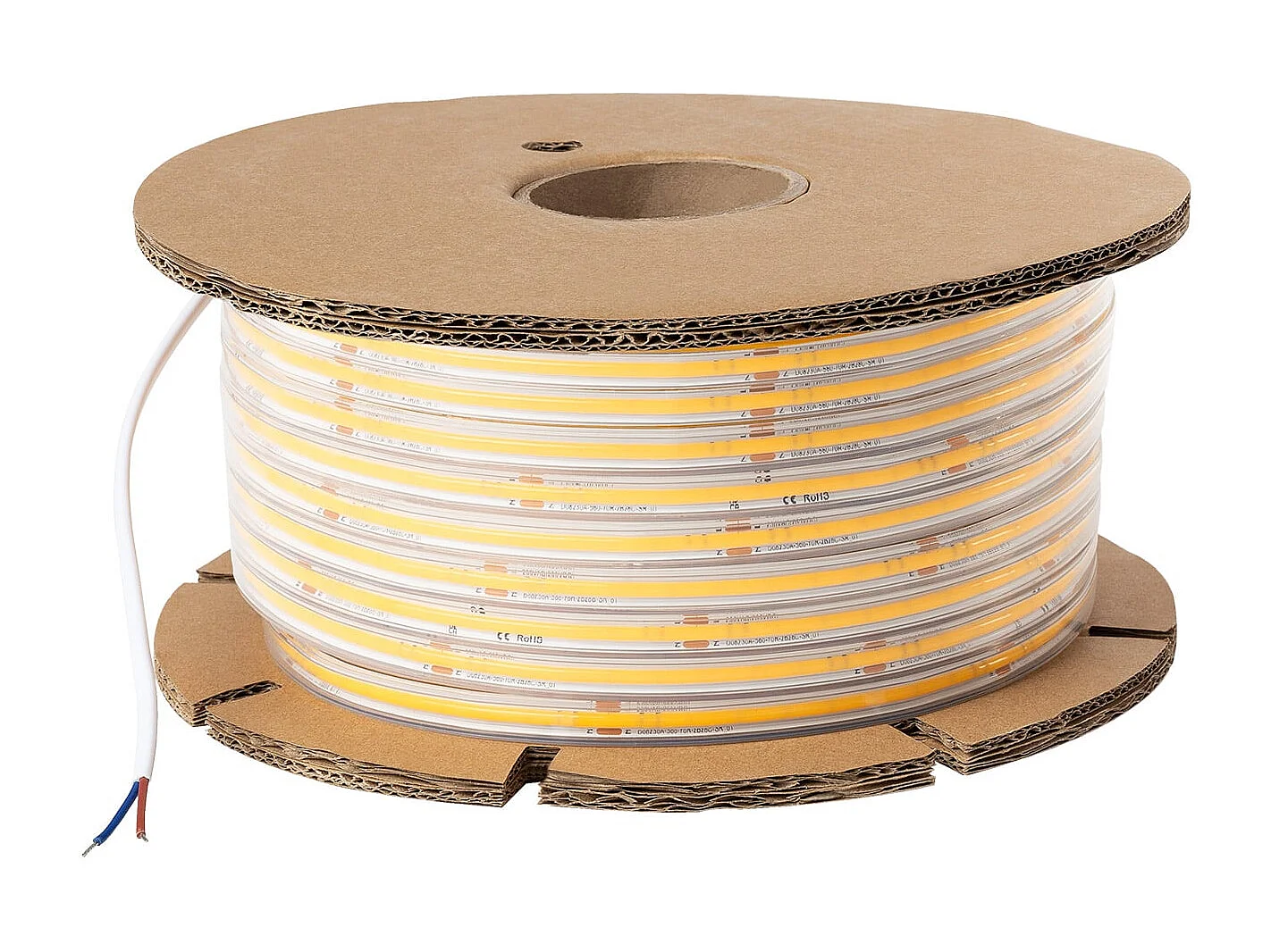 Bobina 50m Striscia LED Regolabile 220V COB Autorettificata 560LED/m 14W/m 1250lm SILICONE FLEX Larga 10mm IP65 Taglio 10cm 4000K Bianco Naturale