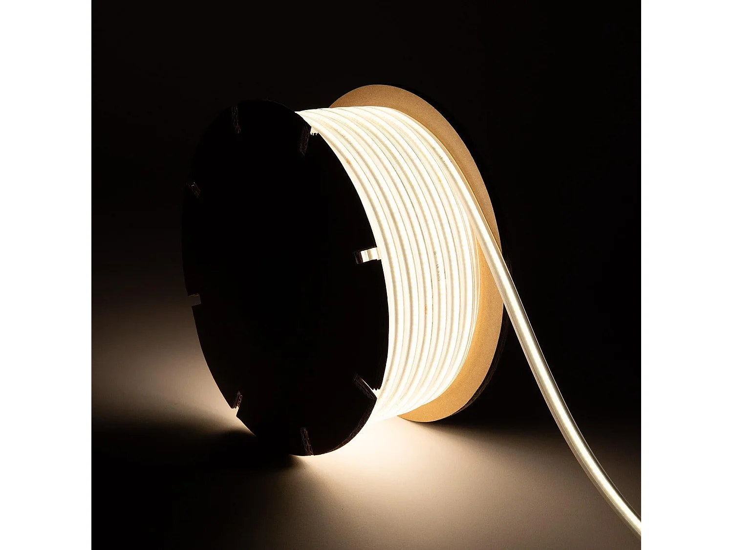 Tira LED Regulable 220V COB Autorrectificada 320 LED/m BOBINA 50m 8W/m 720 lm/m Ancho 12mm Corte 50cm IP65 CRI90 4000K Blanco Neutro