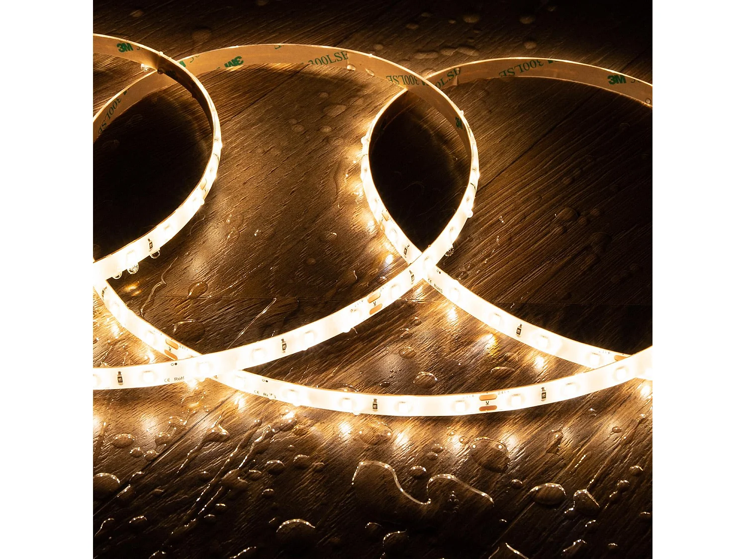 Ruban LED 24V SMD 60 LED/m 5m 5W/m 400lm/m Largeur 8mm Coupe 10cm IP65 2700K Blanc chaud