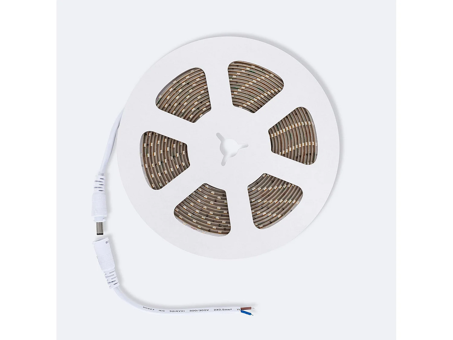 Ruban LED 24V SMD 60 LED/m 5m 5W/m 400lm/m Largeur 8mm Coupe 10cm IP65 2700K Blanc chaud