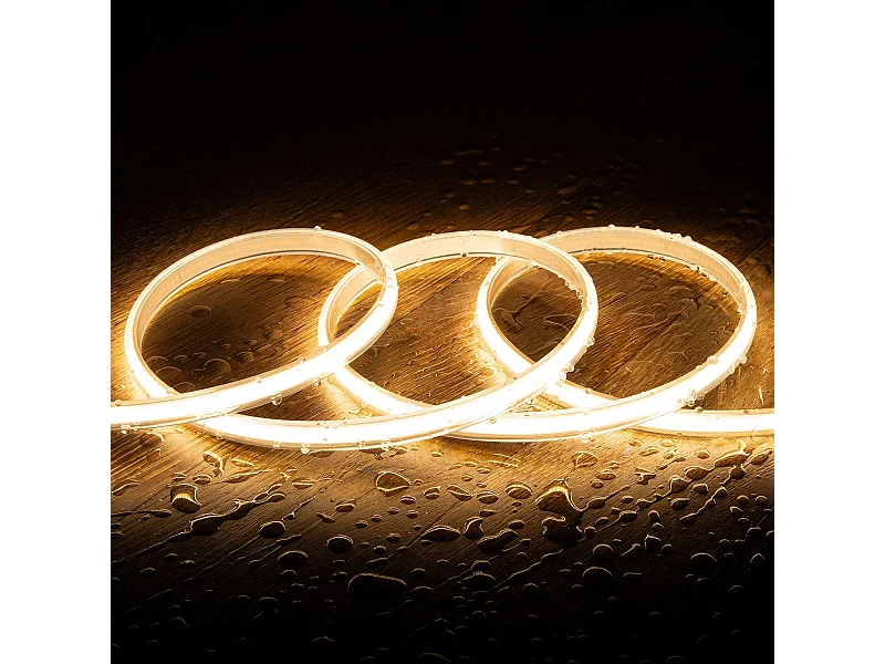 Ruban LED Dimmable 220V COB 320 LED/m Blanc Chaud 8W/m 720lm/m Largeur 12mm Coupe 50cm IP65 CRI90 Sur mesure 3 m