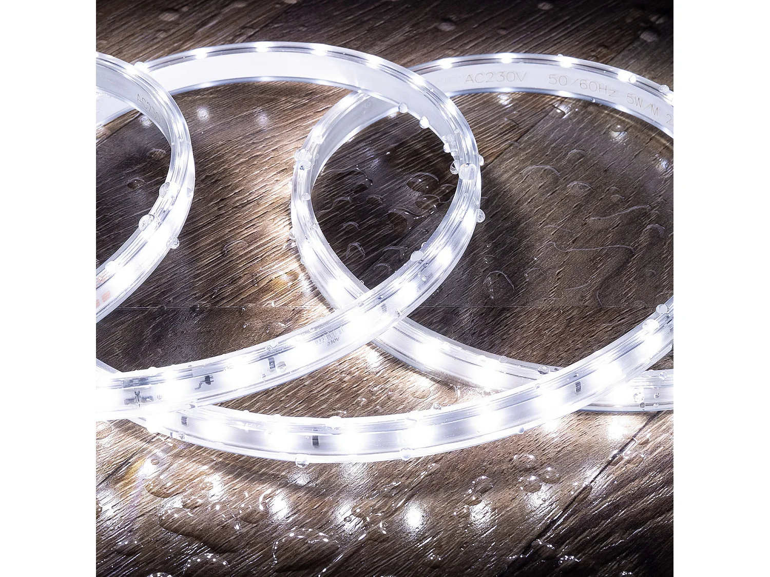Bobina 50m Striscia LED Regolabile 220V SMD 60 LED/m 5W/m 500lm/m Larga 12mm IP65 Taglio 100cm Bianco Freddo