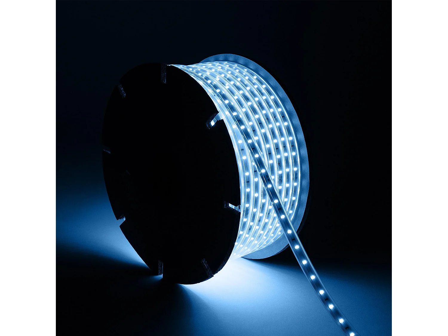 Ruban LED Dimmable 220V SMD 60 LED/m BOBINE 50m 6W/m 600lm/m Largeur 12mm Coupe 20cm IP65 Blanc froid