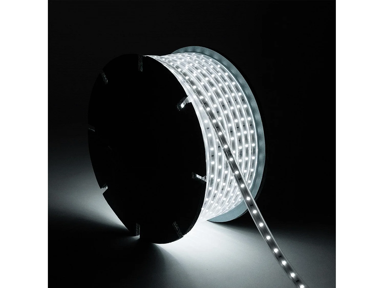 Tira LED Regulable 220V SMD 60 LED/m BOBINA 50m 6W/m 600lm/m Ancho 12mm Corte 20cm IP65 Blanco Frío