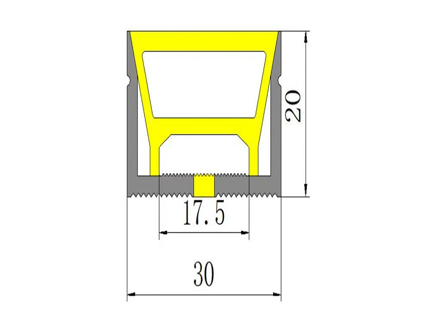 Profilé Néon SFLEX 30x20 Courbe Verticale pour Rubans LED IP20 jusqu'à 17,5 mm 2 m