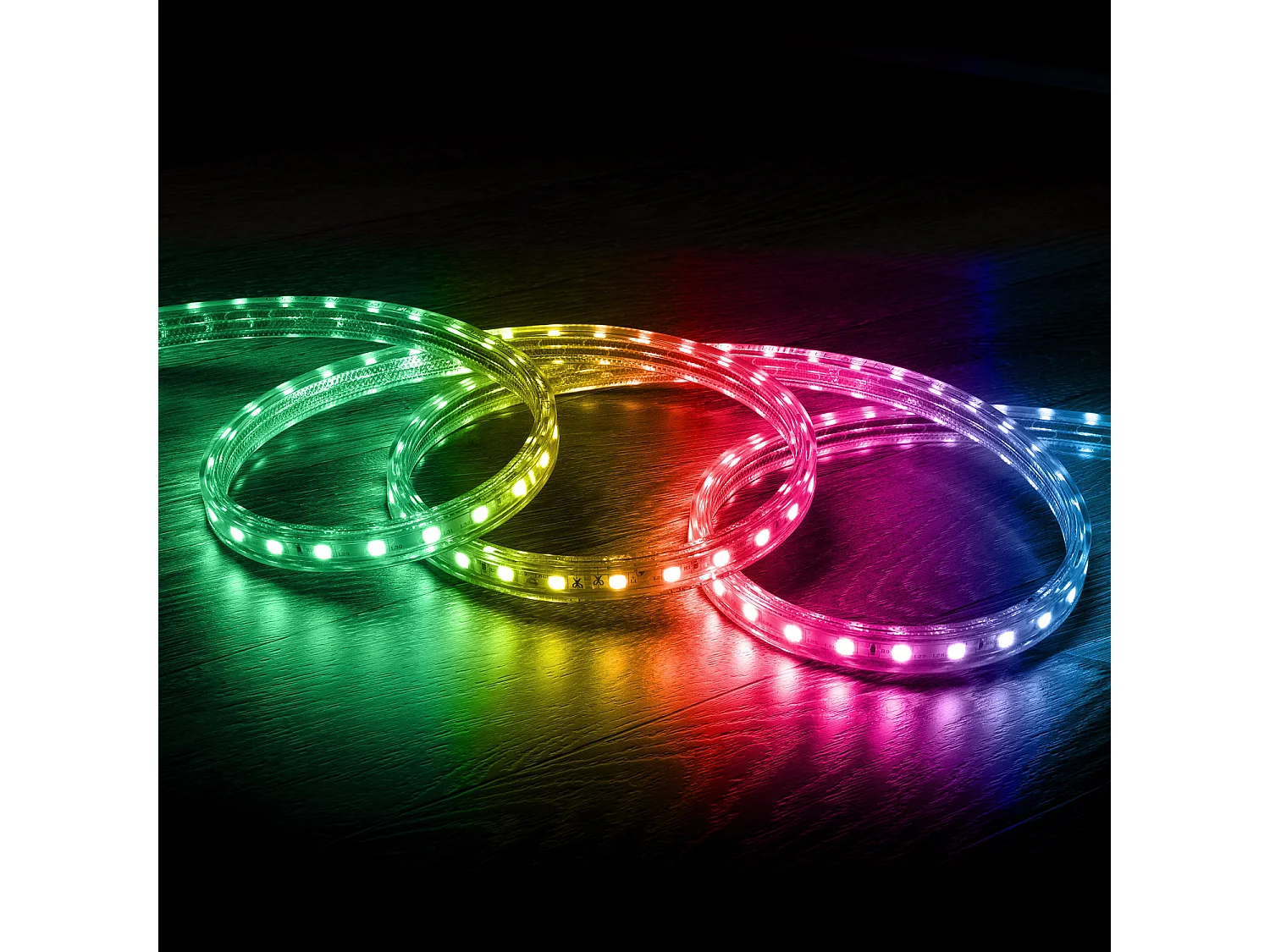 Ruban LED RGB 220V SMD 60 LED/m 10W/m Largeur 16mm Coupe 100cm IP65 15 m