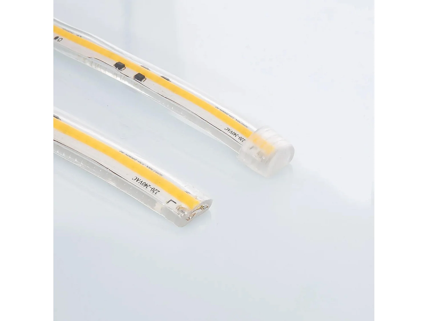 Tira LED Regulable 220V COB Autorrectificada 320 LED/m 8W/m 720 lm/m Ancho 12mm Corte 50cm IP65 CRI90 a Medida 2700K Blanco Cálido 25 m