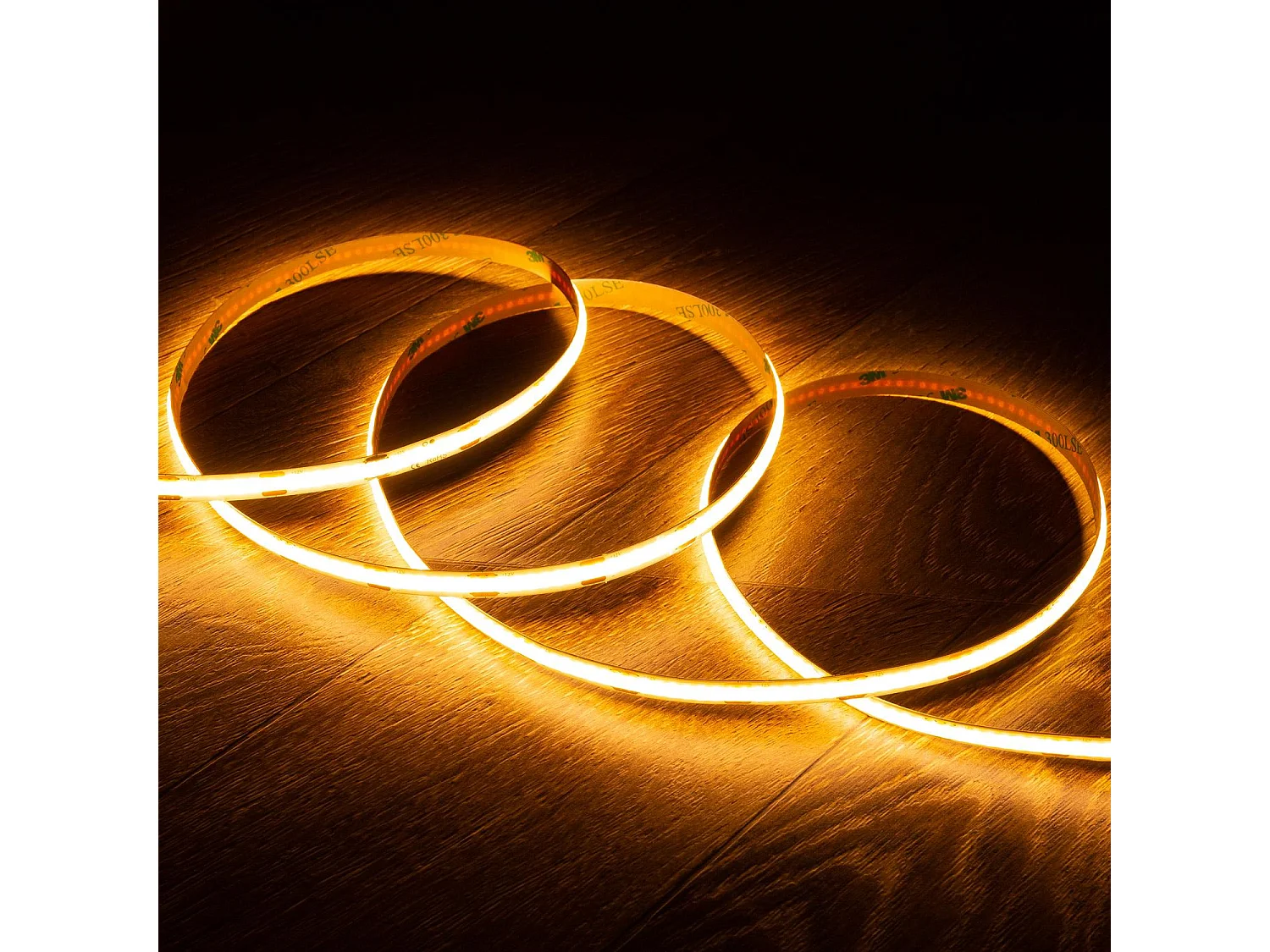 Bobina 5m Striscia LED 12V COB 320 LED/m 10W/m 1000lm/m Larga 8mm IP20 CRI90 Taglio 2,5cm 2200K Super Caldo