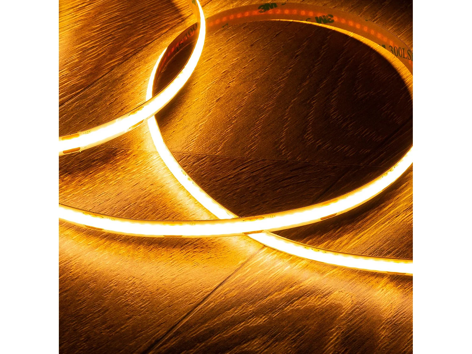 Bobina 5m Striscia LED 12V COB 320 LED/m 10W/m 1000lm/m Larga 8mm IP20 CRI90 Taglio 2,5cm 2200K Super Caldo