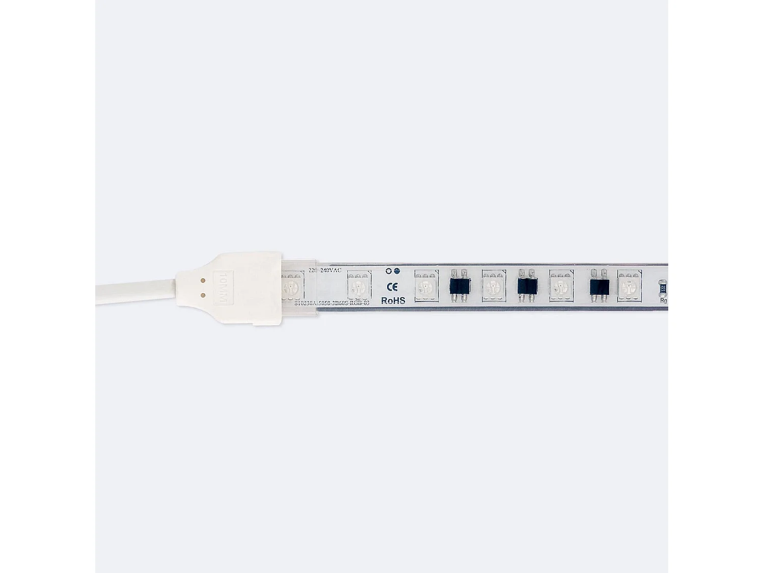 Striscia LED RGB 220 V SMD 60 LED/m 15 W/m SILICONE FLEX Larghezza 12 mm Taglio 100 cm IP67 con Telecomando 1 m