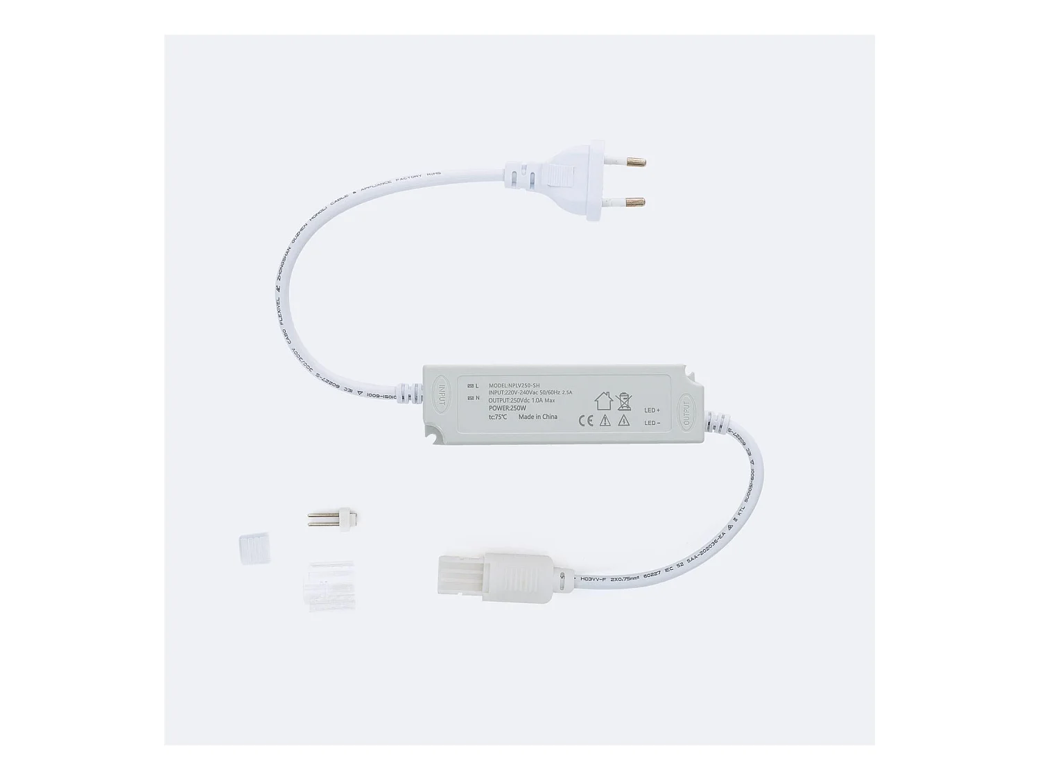 Driver No Flicker pour Ruban LED Auto-Redressement 220V AC SMD IP65 Largeur 12mm 250 W