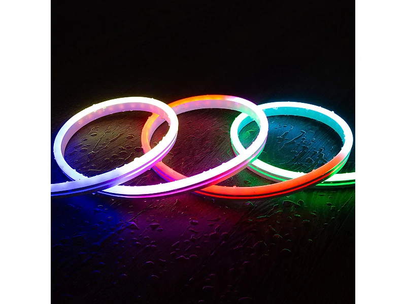 Ruban LED Néon Digital SPI 24V RGBIC 5m IP65 Kit avec Source d'Alimentation et Contrôleur RGBIC