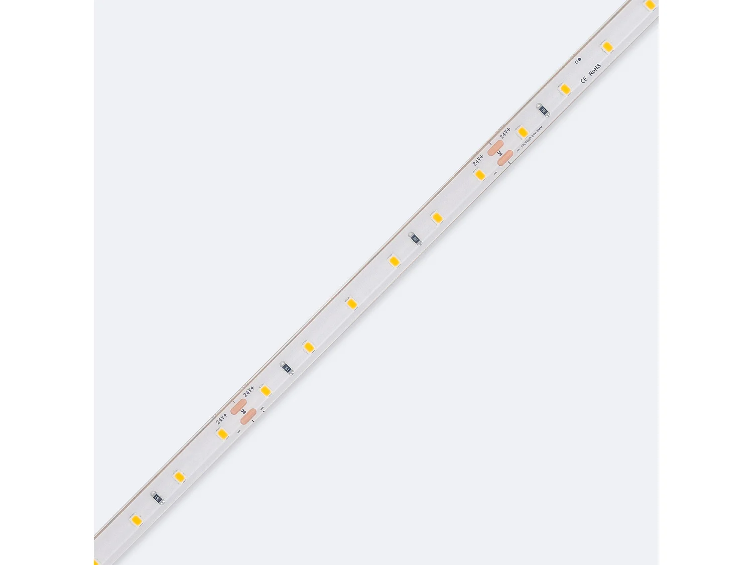 Ruban LED 24V SMD 60 LED/m 5m 5W/m 500lm/m Largeur 10mm Coupe 10cm Submersible IP68 SILICONE FLEX 2700K Blanc chaud