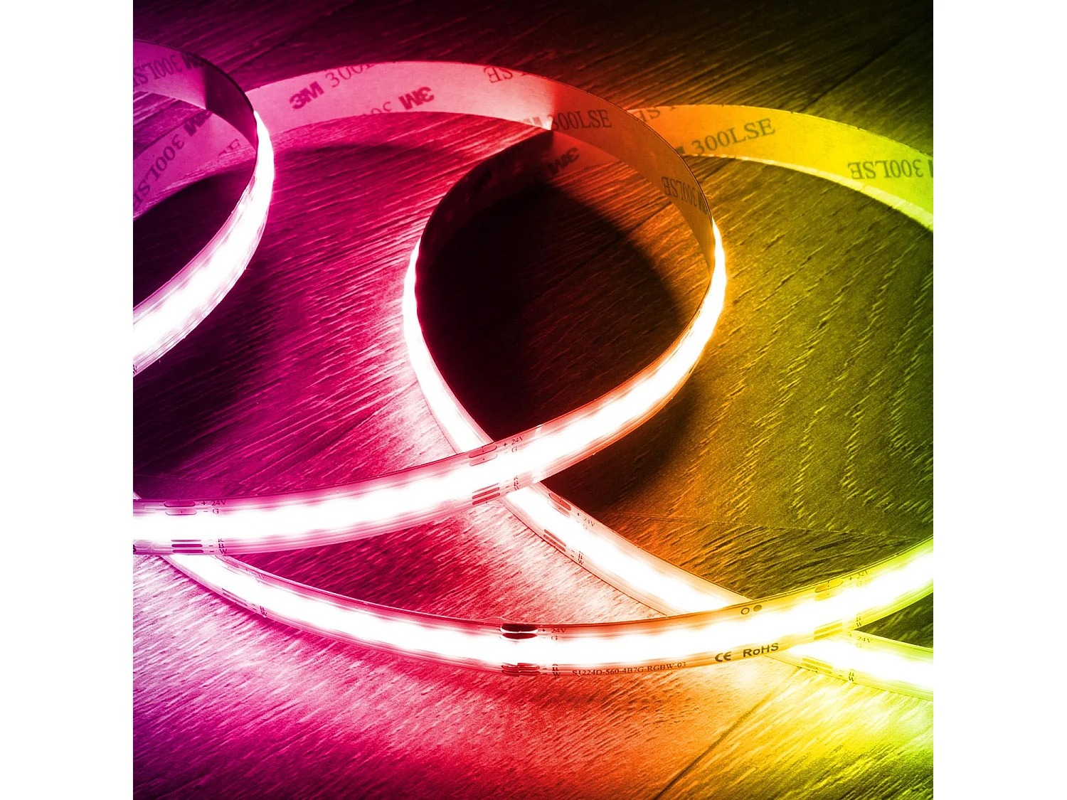 Ruban LED 24V RGBW COB 420 LED/m 5m 24W/m Largeur 12mm Coupe 5cm IP20 CRI90 RGBW