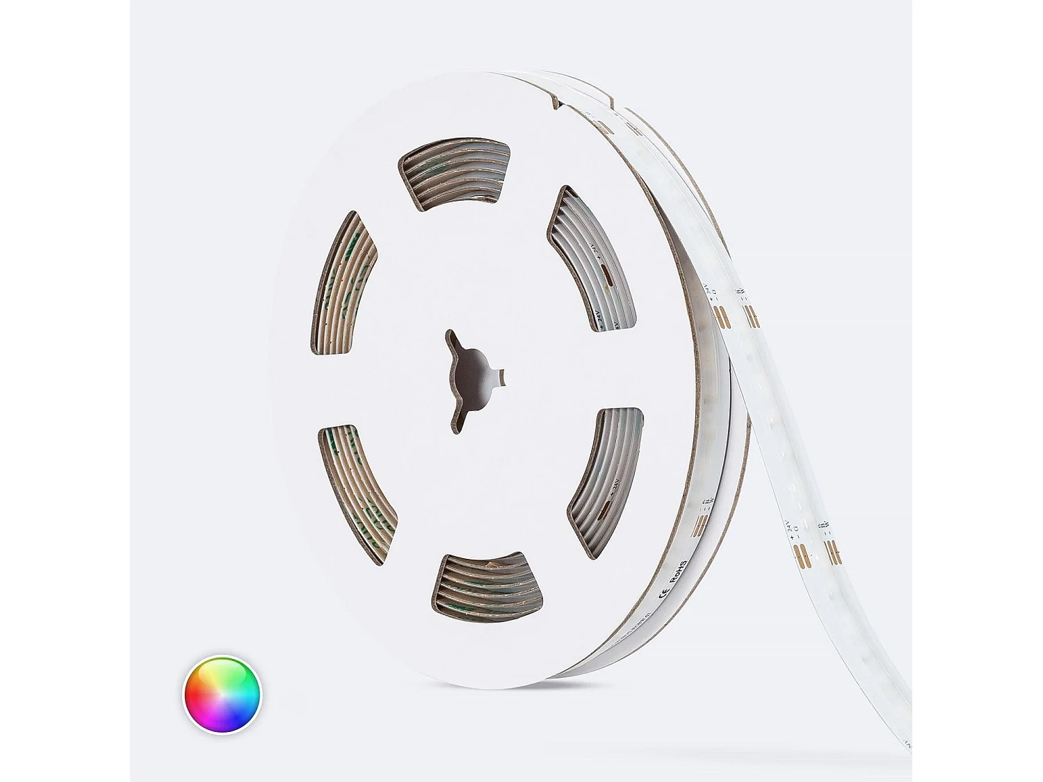 Tira LED 24V RGBW COB 420 LED/m 5m 24W/m Ancho 12mm Corte 5cm IP20 CRI90 RGBW