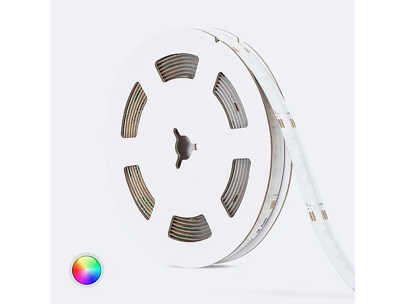 Tira LED 24V RGBW COB 420 LED/m 5m 24W/m Ancho 12mm Corte 5cm IP20 CRI90 RGBW