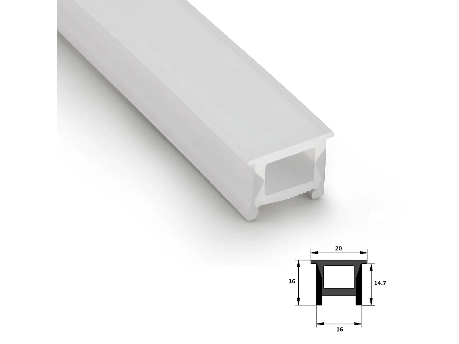 Perfil Neón SFLEX 20x16 Superficie/Empotrable Curva Vertical para Tira LED IP20 hasta 12 mm 5 m
