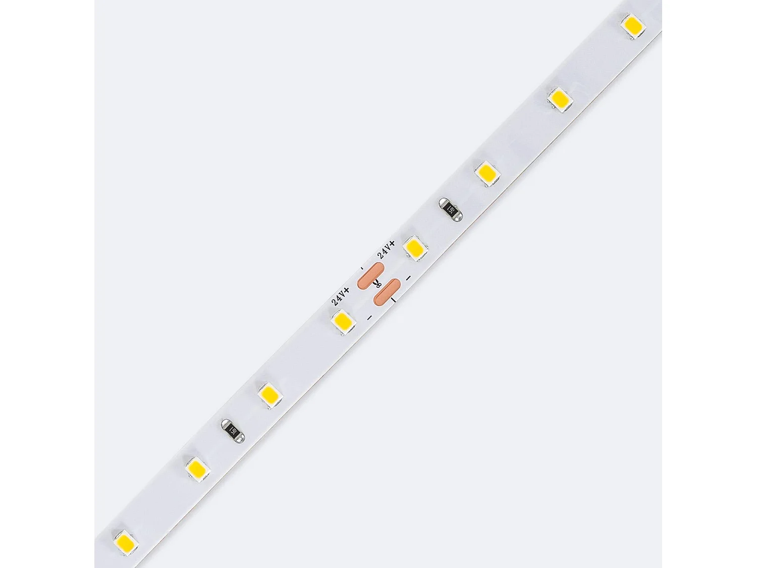 Ruban LED 24V SMD 60 LED/m 5m 5W/m 500lm/m Largeur 8mm Coupe 10cm IP20 2200K Super chaud