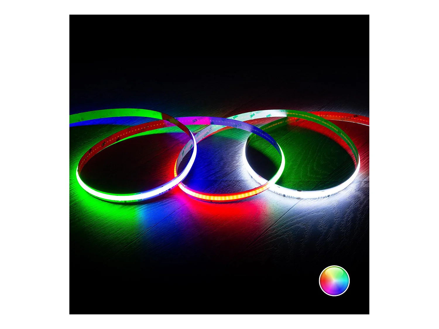 Ruban LED Digital SPI 24V RGBIC COB 360 LED/m 5m Largeur 10mm Coupe 5 cm IP20 RGBIC
