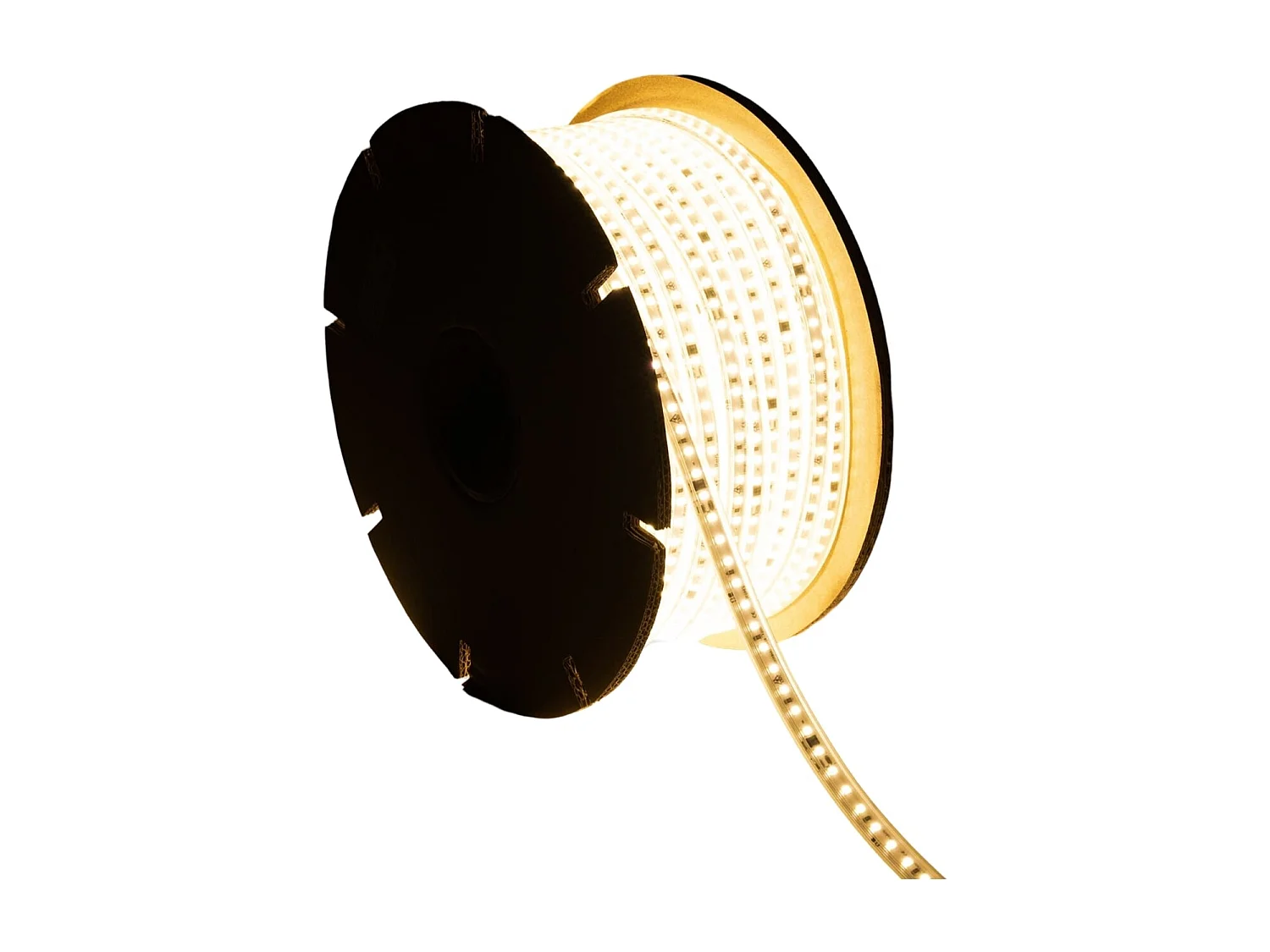Bobina 50m Striscia LED Regolabile 220V SMD Autorettificata 120 LED/m 10W/m 1000lm/m Larga 12mm IP65 Taglio 10cm 2700K Bianco Caldo