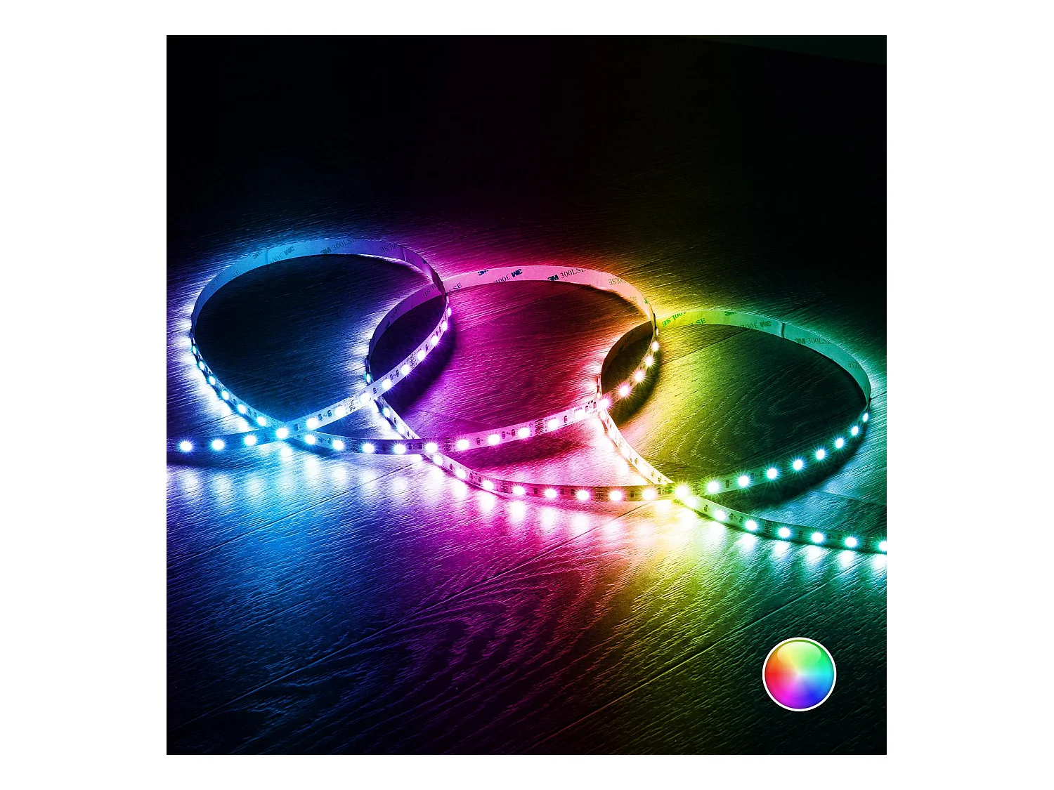 Ruban LED 12V RGB SMD 60 LED/m 5m 9W/m Largeur 10mm Coupe 5cm IP20 RGB