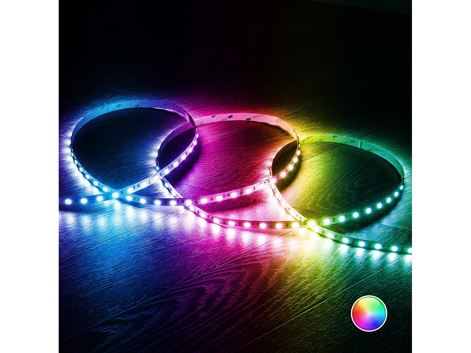 Ruban LED 12V RGB SMD 60 LED/m 5m 9W/m Largeur 10mm Coupe 5cm IP20 RGB