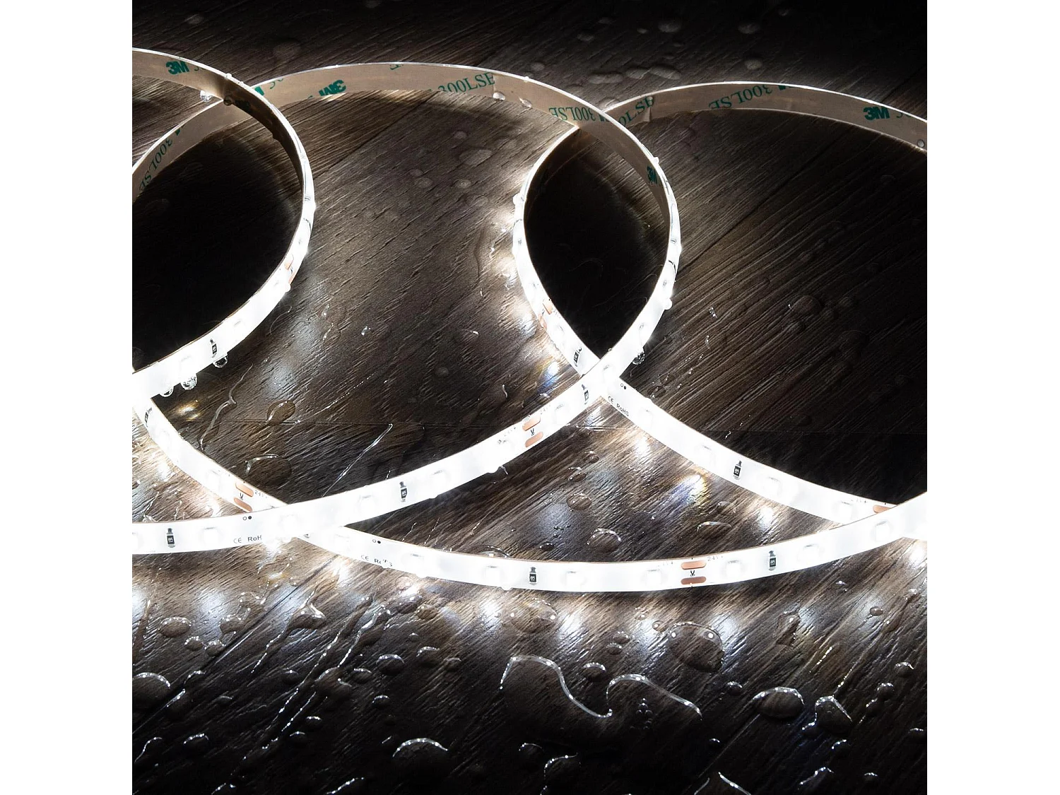 Ruban LED 24V SMD 60 LED/m 5m 5W/m 400lm/m Largeur 8mm Coupe 10cm IP65 6000K Blanc froid