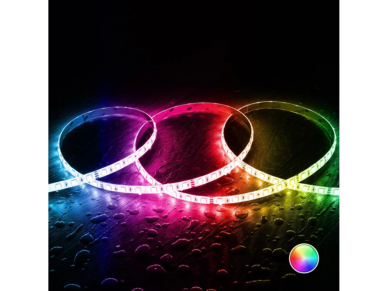 Ruban LED 24V RGB SMD 60 LED/m 5m 10W/m Largeur 10mm Coupe 10cm IP65 RGB