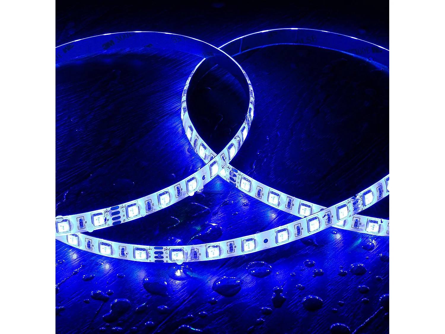 Ruban LED 24V RGB SMD 60 LED/m 5m 10W/m Largeur 10mm Coupe 10cm IP65 RGB